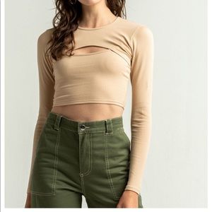 SKY AND SPARROW Womens Tan Cami & Shrug Set Large